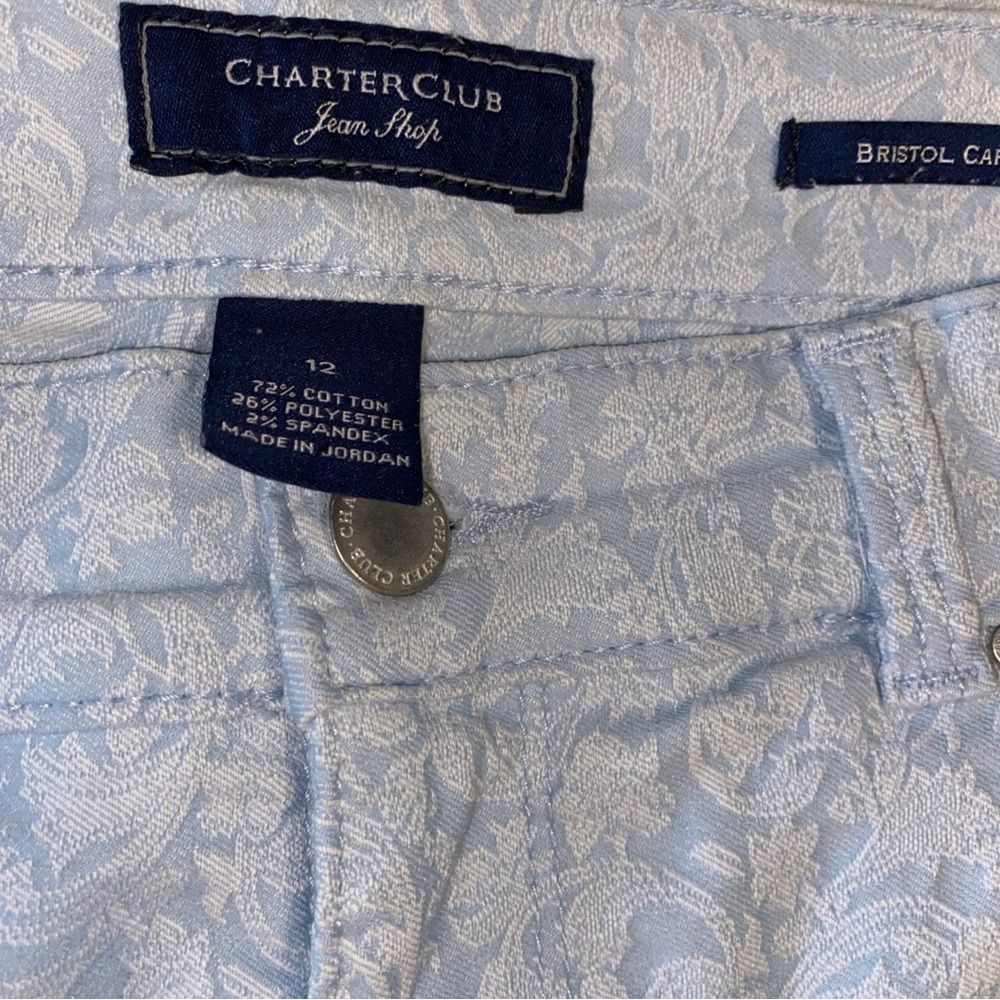 🔶Charter Club Light Blue Brocade Bristol Capri Jeans Size 12 - Picture 5 of 5